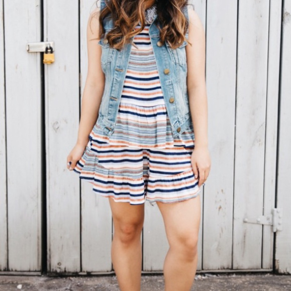 Lush Stripe Frill Two Piece Set